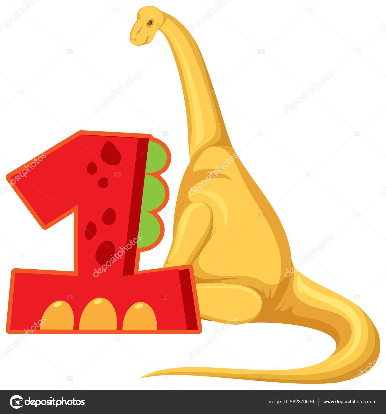 Dinossauro Com Ilustração Desenho Animado Número imagem vetorial de  blueringmedia© 562870536